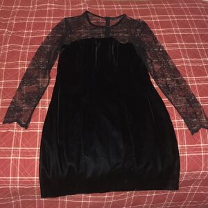 Vintage Hugo buscati collection velvet soft mini sexy women’s lace black dress